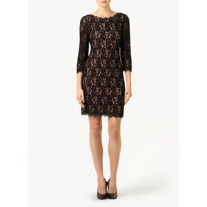 Aritiza-T.Babaton Lace 3/4 Sleeve Black & Nude Mini Dress (Size:0)